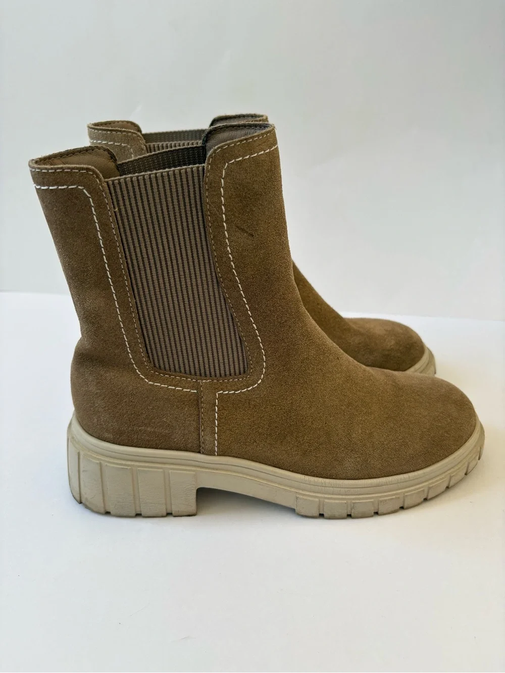 Vintage Havana Slash 3 Chelsea Boot Taupe Beige Academia Career Grunge 9 Suede